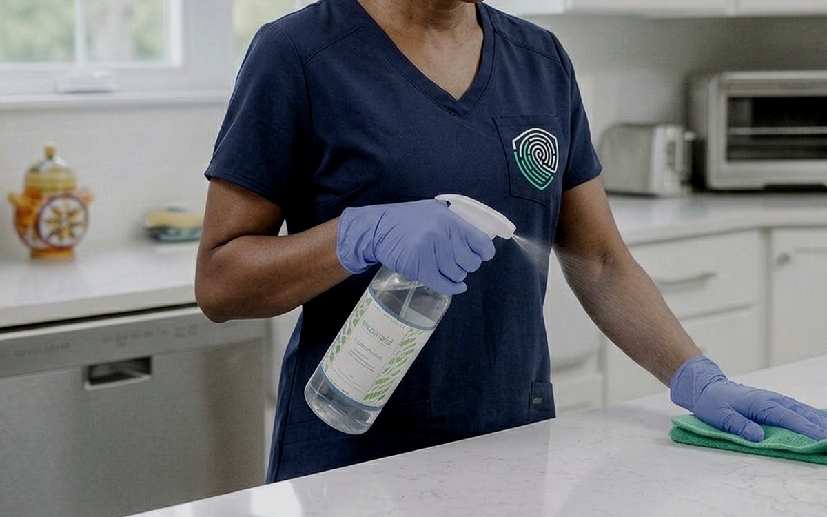 KPRS Clean domestic cleaning operator wiping a kitchen counter